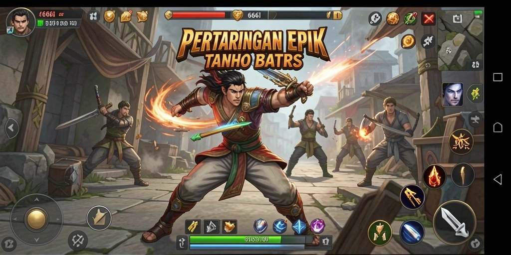 Gameplay mendebarkan dengan aksi pertarungan intens di 666I.