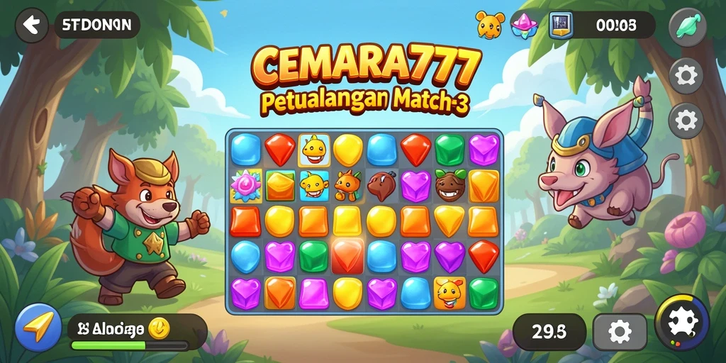 Tampilan menarik gameplay CEMARA777 dalam kategori Match-3.