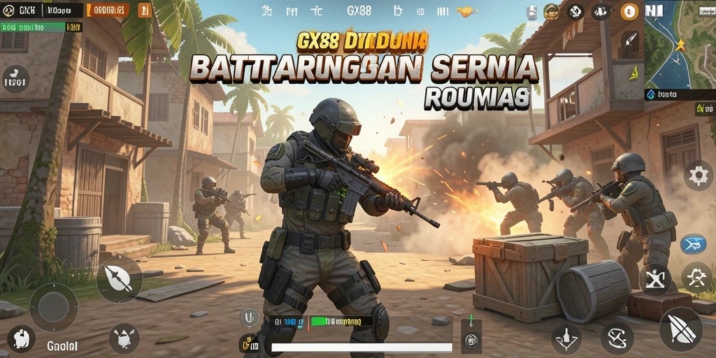 Tampilan seru pertarungan di gameplay GX88 Battle Royale.
