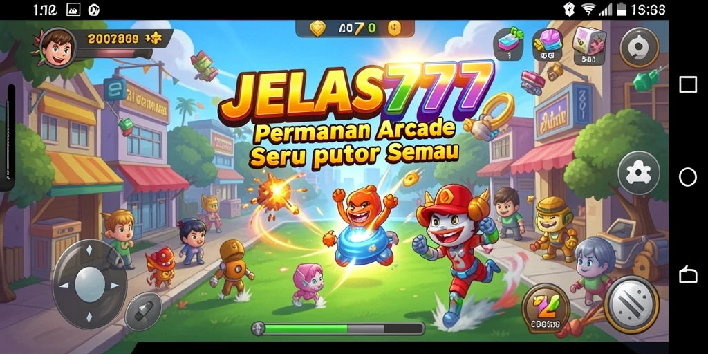 Tampilan gameplay <strong>JELAS777</strong> dengan aksi penuh warna dan tantangan seru.
