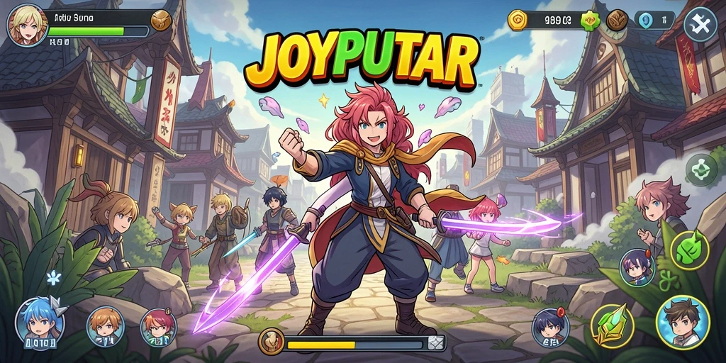 Screenshot menunjukkan aksi seru karakter dalam gameplay Anime.