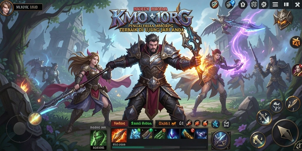 Tangkapan layar KPK100 menampilkan karakter bertempur dalam dunia MMORPG yang luas.