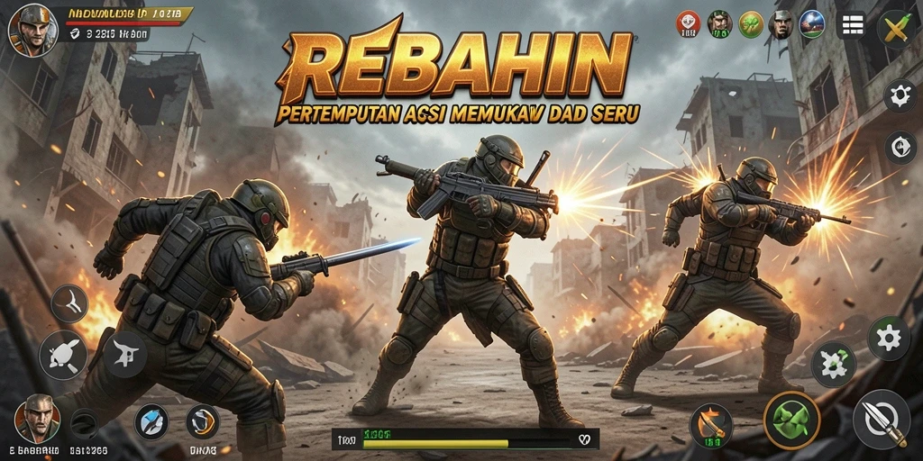 Tampilan seru pertempuran di REBAHIN dengan efek aksi yang menakjubkan.