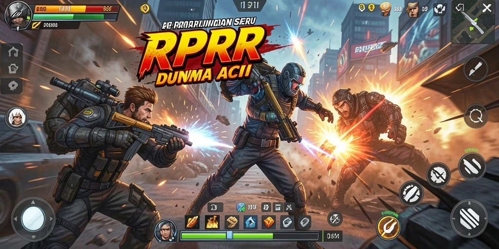 Screenshot utama RPRR menampilkan aksi seru dalam pertempuran.