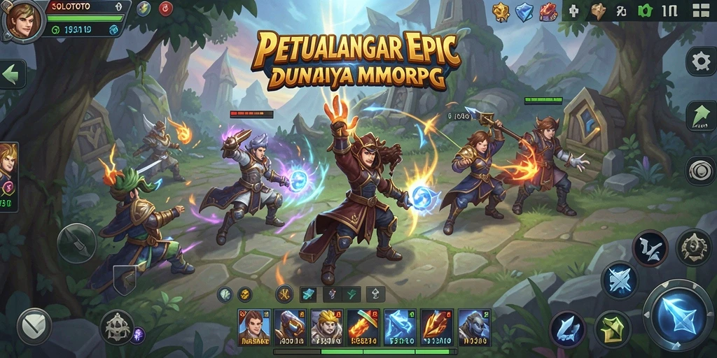 Tampilan gameplay seru SOLOTOTO dengan aksi mendebarkan dalam dunia MMORPG.